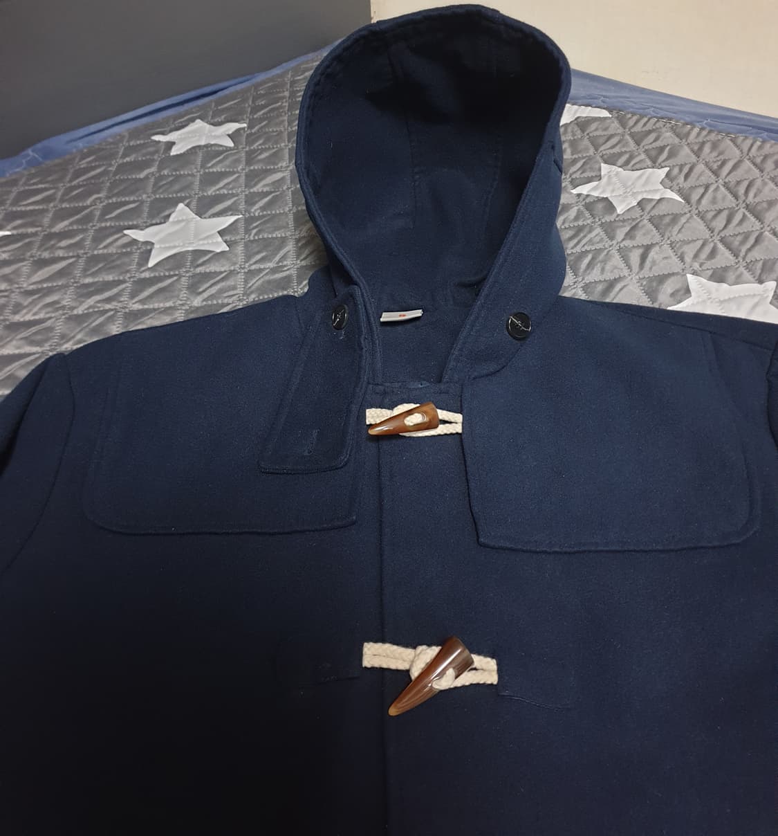 NINE TWO 안감누빔 토클 후드 미디코트 네이비 (F) 상품이미지2