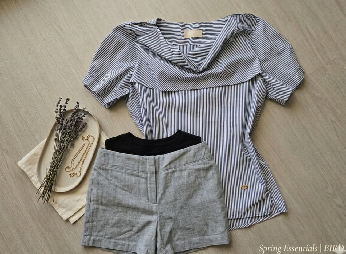 쥬시꾸뛰르 BIRD 한섬정품 / 스트라이프 드레이프 블라우스 상품이미지1