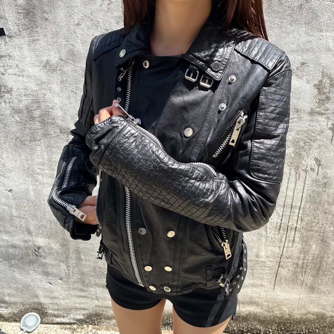 lamb skin slim fit rider jacket 상품이미지4