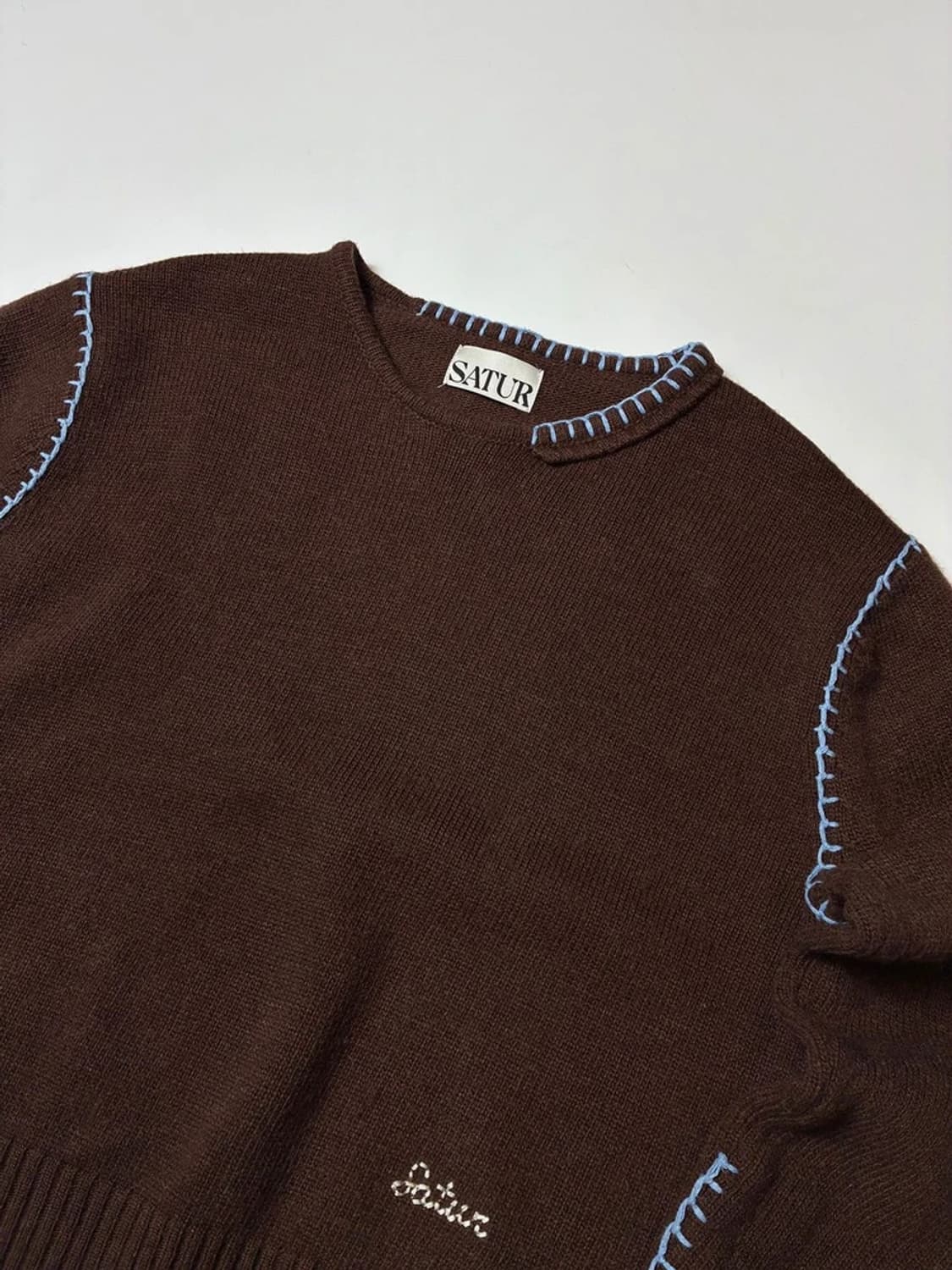 세터 AW 콘트라스트 스티치 세미 크롭 니트 PN8491 상품이미지2