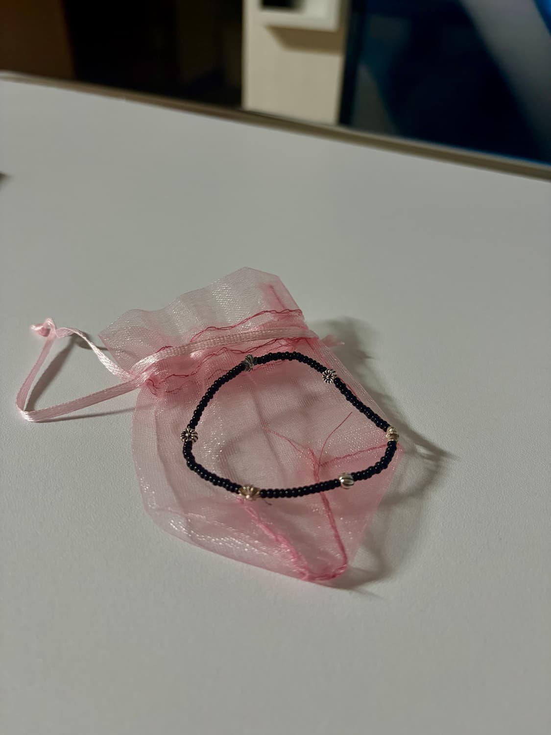 블랙 비즈 은팔찌 핸드메이드 상품이미지5