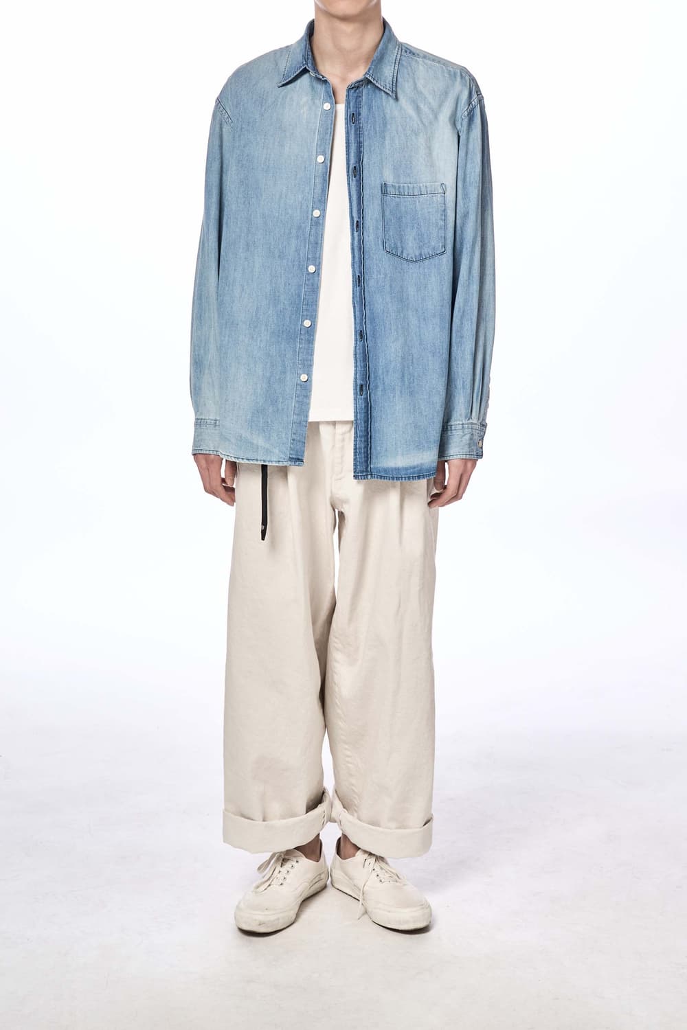 [M] 이얼즈어고 Y-959 오키야마 원턱 와이드 데님 에크루 상품이미지6