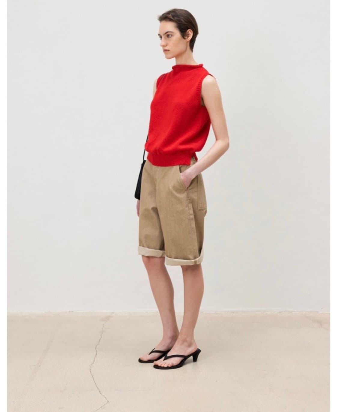 Moondal cannoli 니트 슬리브리스 레드 상품이미지1