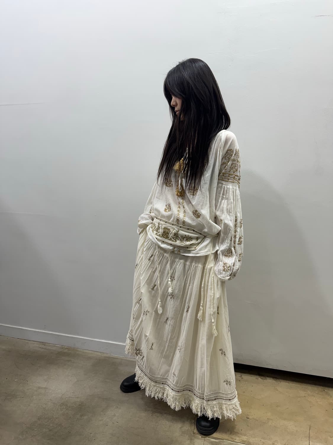 GOA 보헤미안 스트랩 디테일 롱 스커트 상품이미지6