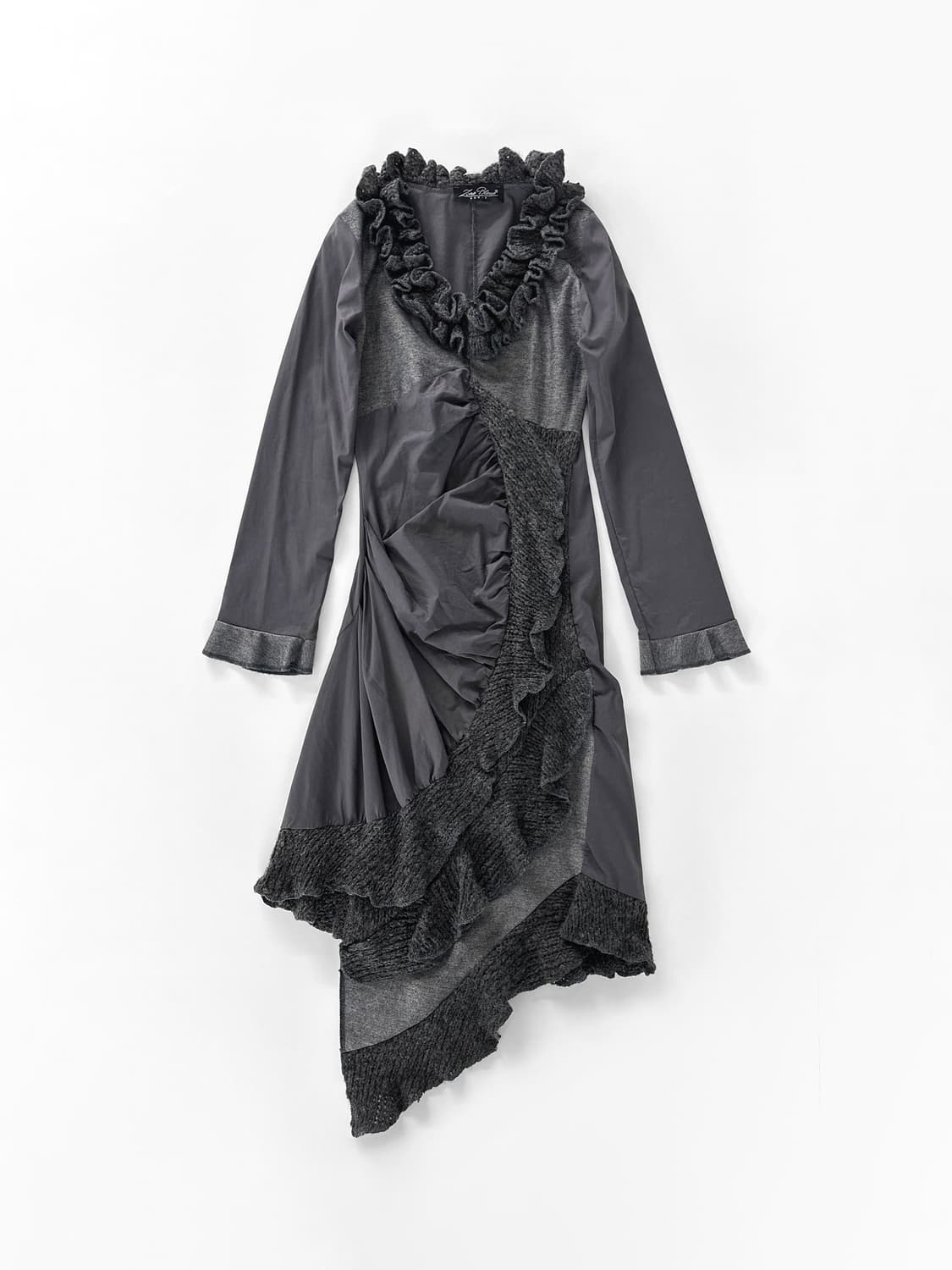 존 블루 파리 애시메트릭 러플 니트 믹스 드레스 상품이미지3