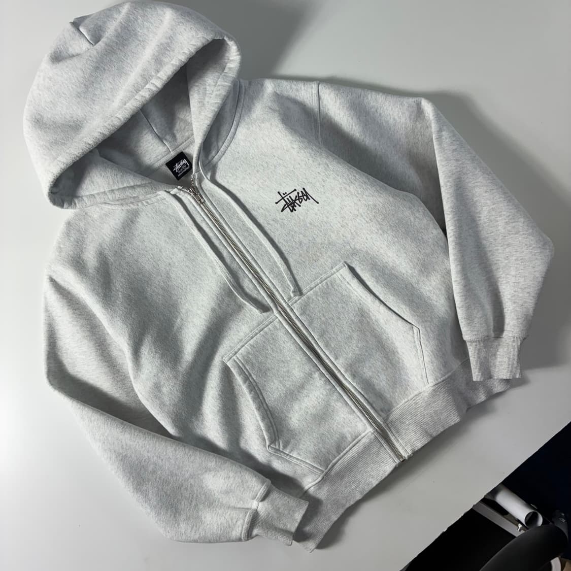 Stussy  스투시 베이직 스탁로고 그레이 후드집업 상품이미지3