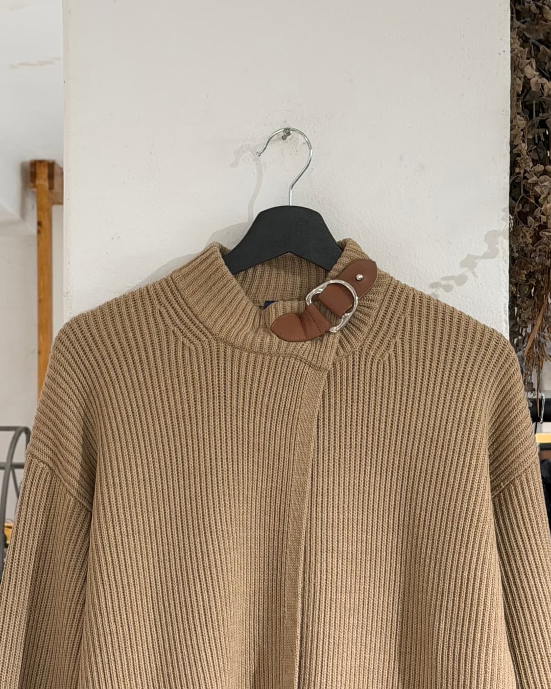 폴로 랄프로렌 브라운 메리노 울 립니트 숄 케이프 상품이미지4