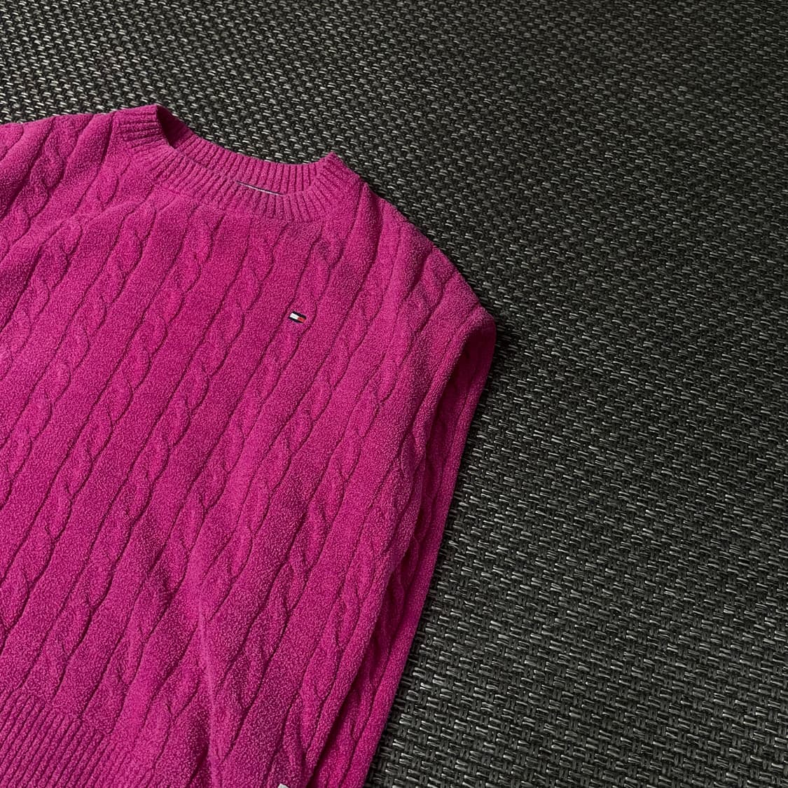 타미힐피거 핑크 자수로고 코튼 케이블 긴팔 니트 152 상품이미지5