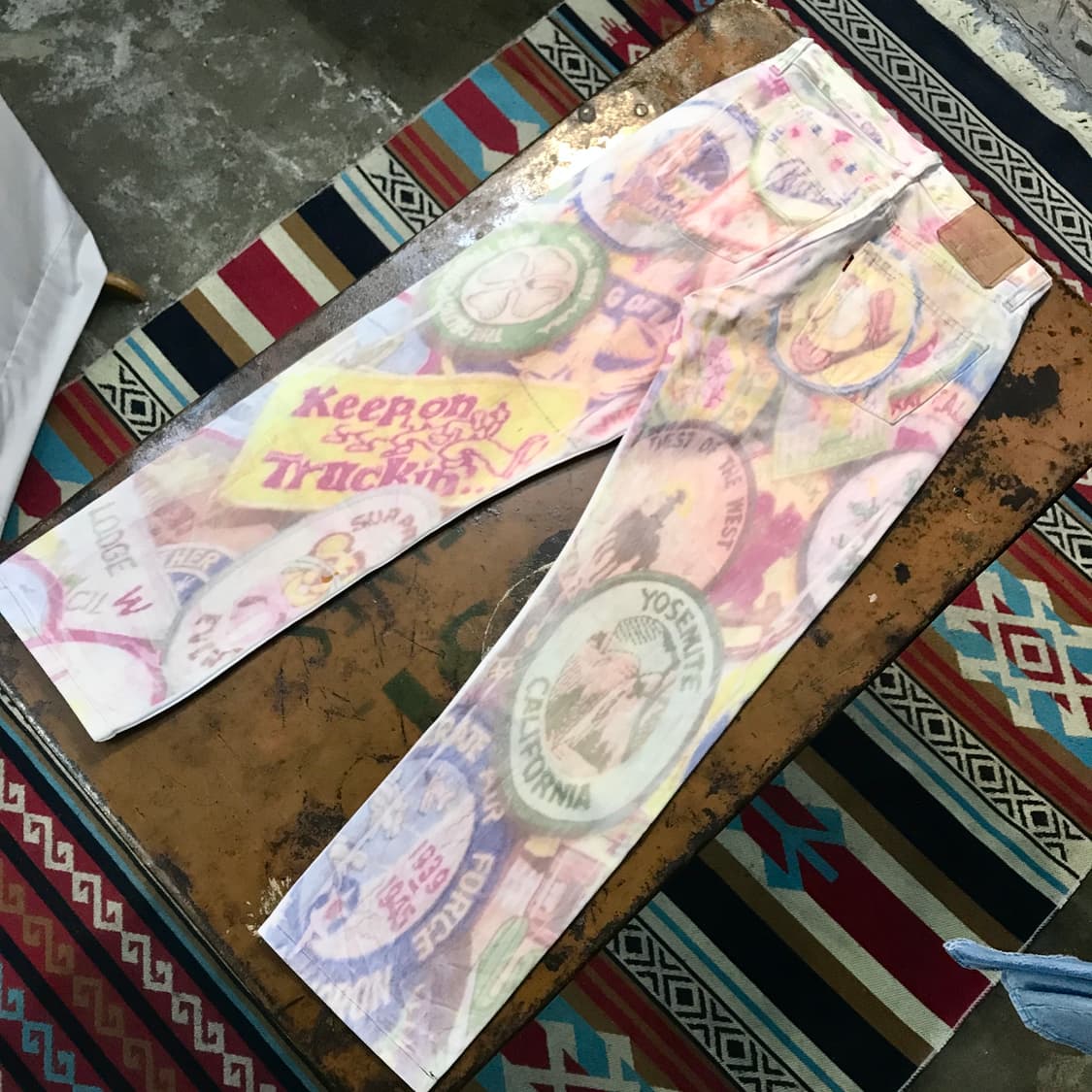 90s usa 리바이스 501 그래피티 화이트 데님 팬츠 허리 29 상품이미지3