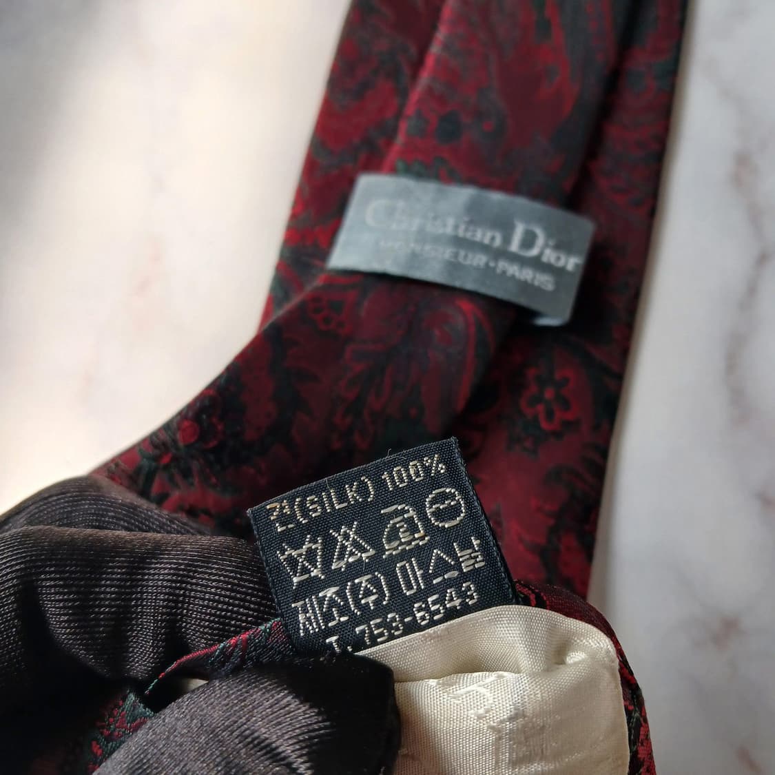 크리스찬 디올 실크 레드 페이즐리 넥타이 7.6cm A등급 E736
 상품이미지9