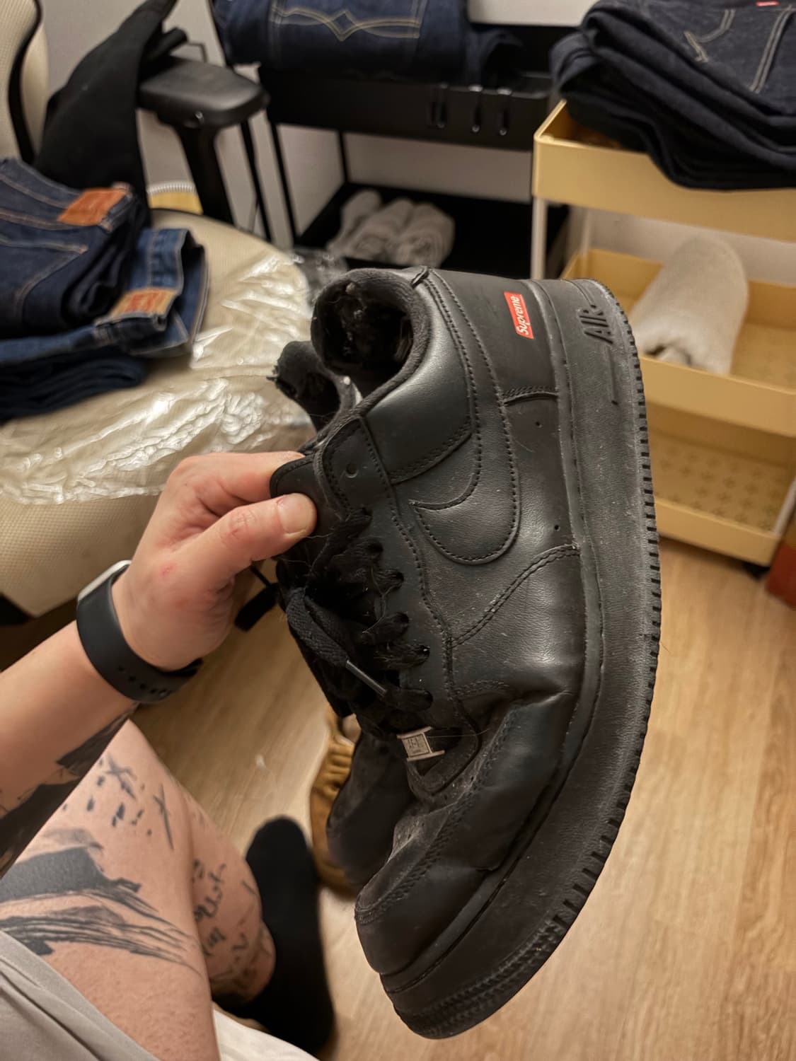 나이키 에어포스 슈프림 나이키 된장 & 블랙 2켤레 일괄 상품이미지7