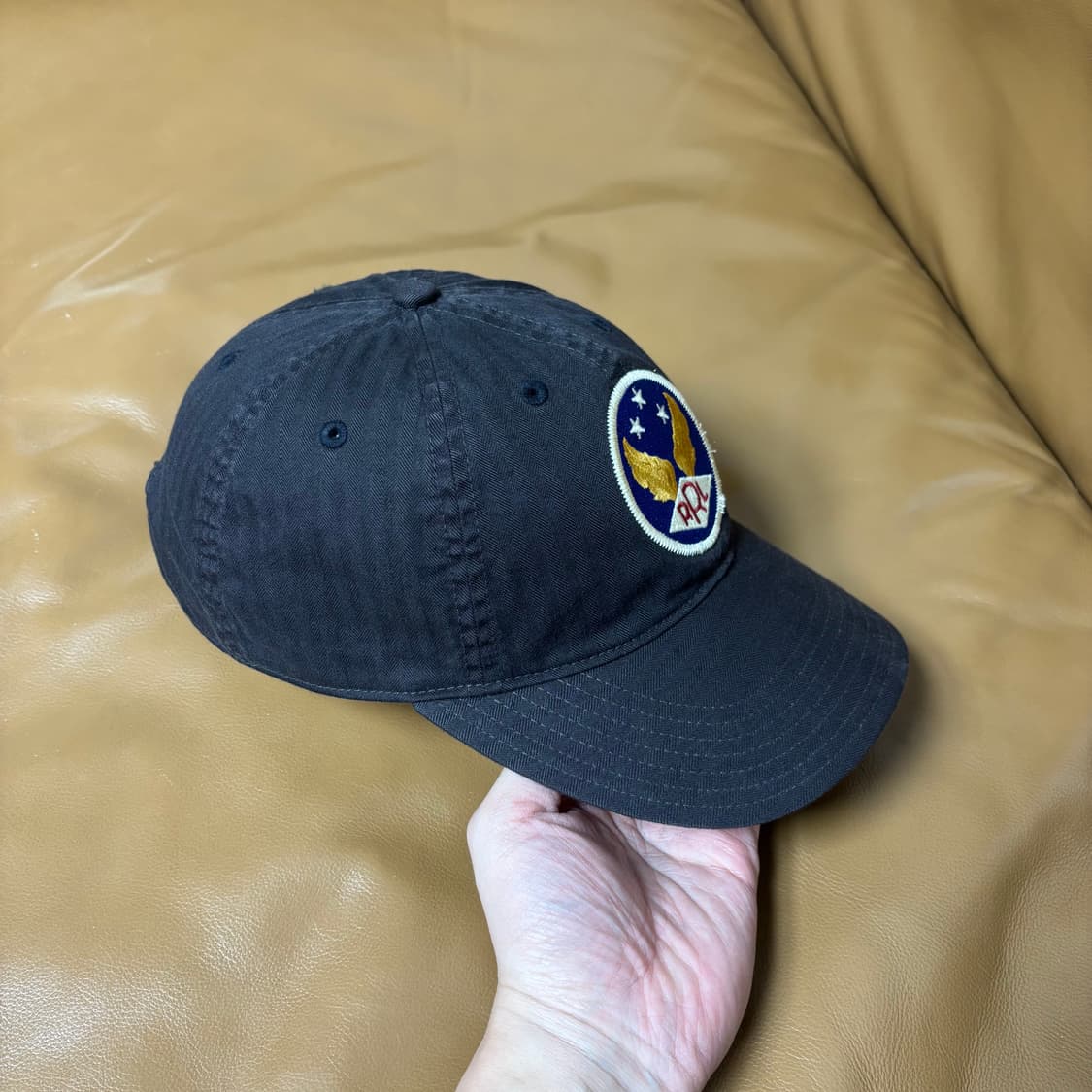 RRL 더블알엘 랄프로렌 폴로 윙로고 6패널 볼캡 모자 워시드 블랙 상품이미지3