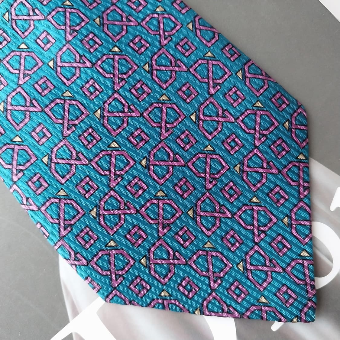 크리스찬 디올 실크 블루 기하 패턴 넥타이 8.6cm A+등급 K2235 상품이미지7