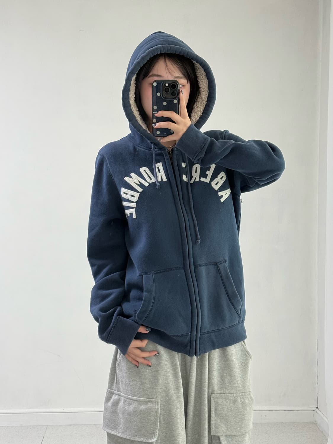 아베크롬비 네이비 양털 후드집업 상품이미지3