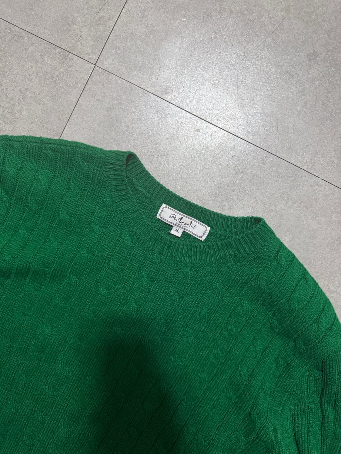 앤더슨벨 그린컬러 케이블짜임 빈티지 코튼 니트 105size   상품이미지2