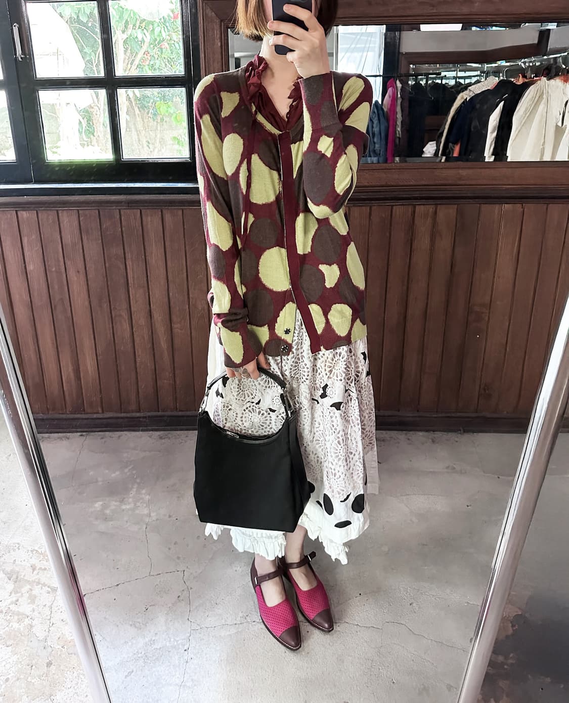 VERA WANG dot ruffle cardigan 상품이미지2