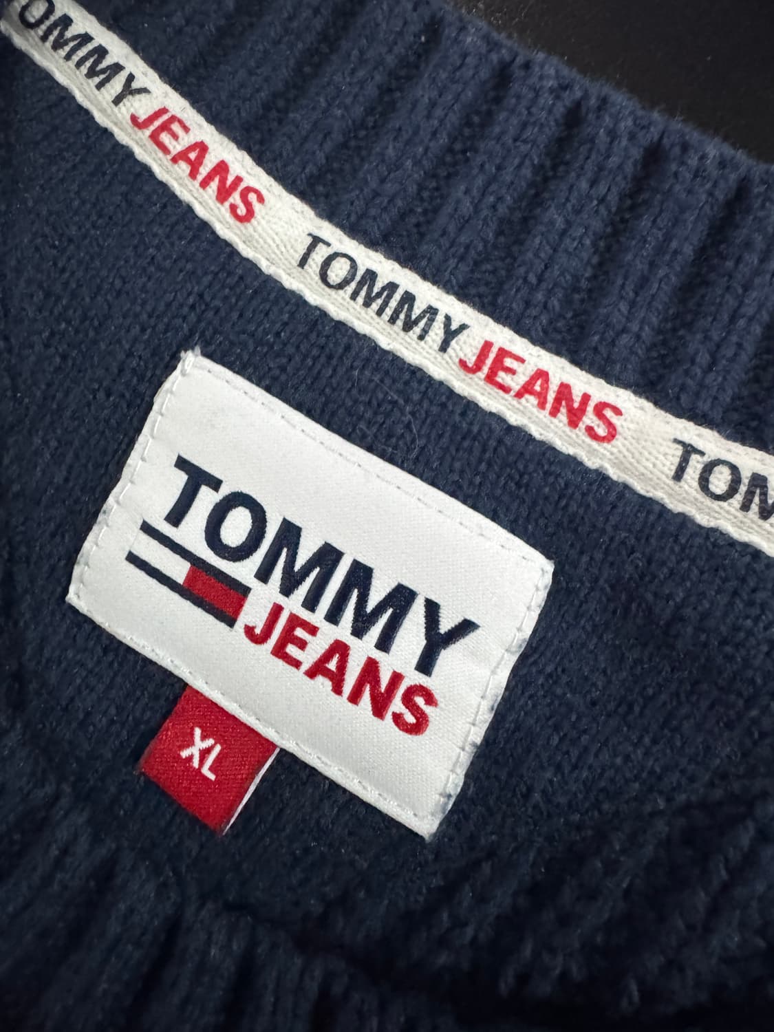 타미 Tommy 진스 귀여운 와플 니트 XL 네이비 상품이미지3