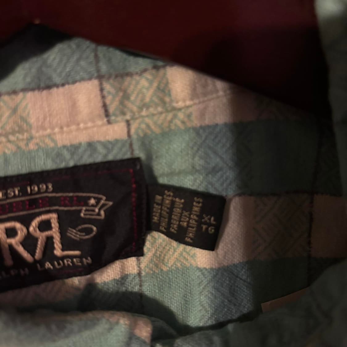 XL RRL FARRELL 셔츠 그린/크림 상품이미지3