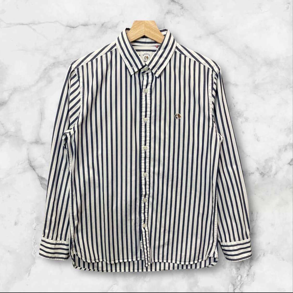 헤지스 피즈 네이비 스트라이프 긴팔 셔츠 95 상품이미지1