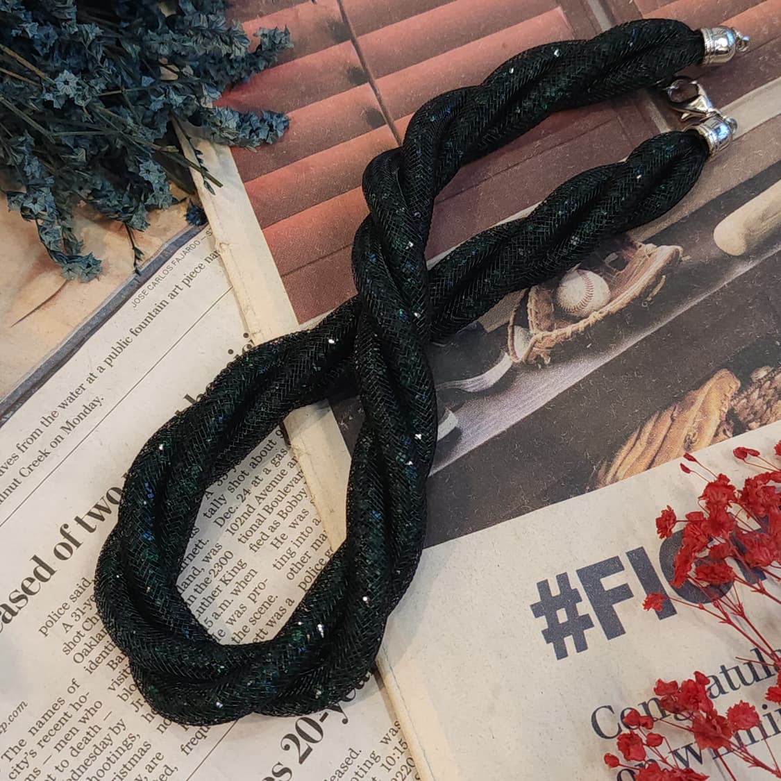 90s 프랑스 빈티지 쥬얼리 에메랄드 트위스트 초커 빈티지 목걸이 상품이미지9