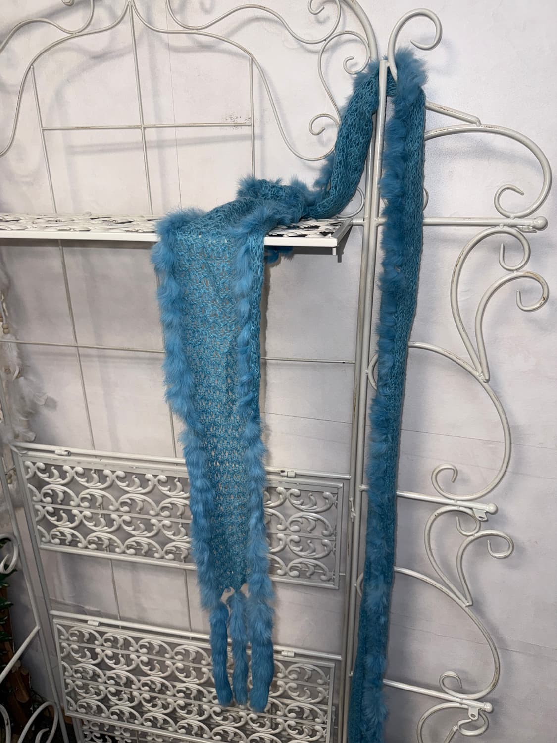 Daniel Hechter blue rabbit fur muffler 상품이미지2