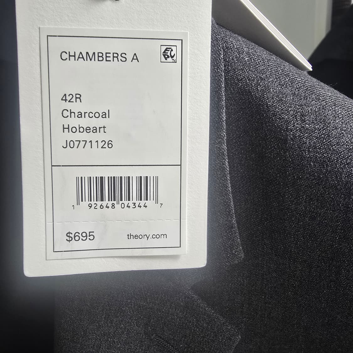 띠어리 챔버스 호비아트 차콜 42r 블레이저 새제품 상품이미지2