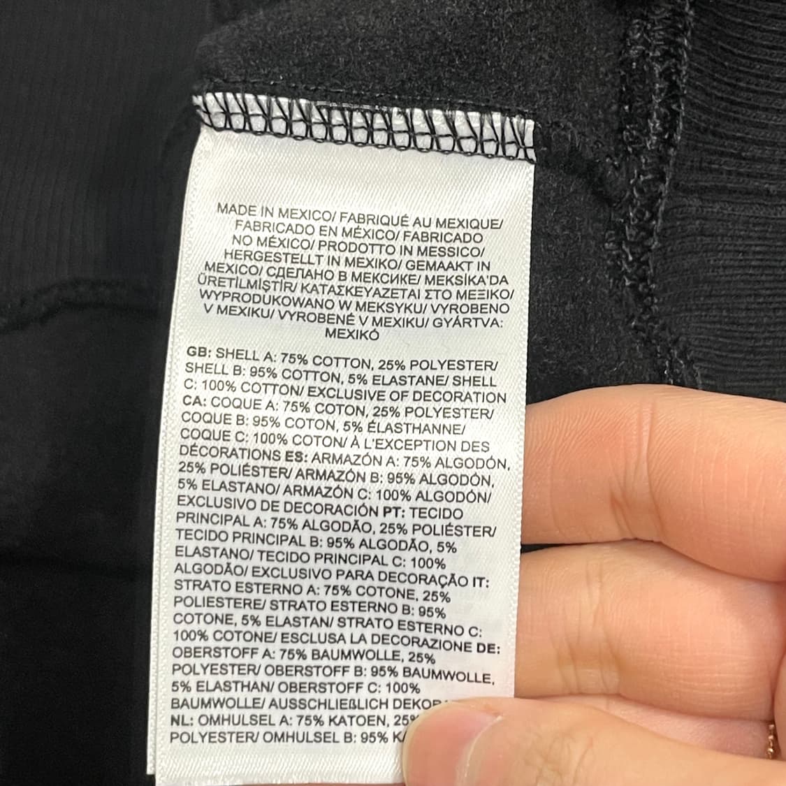 노스페이스 스펠로고 블랙 기모 후드티셔츠 여성M 상품이미지4