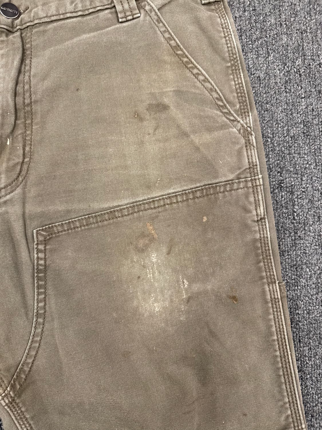 34)칼하트 빈티지 모스그린 더블니 워크팬츠 상품이미지6