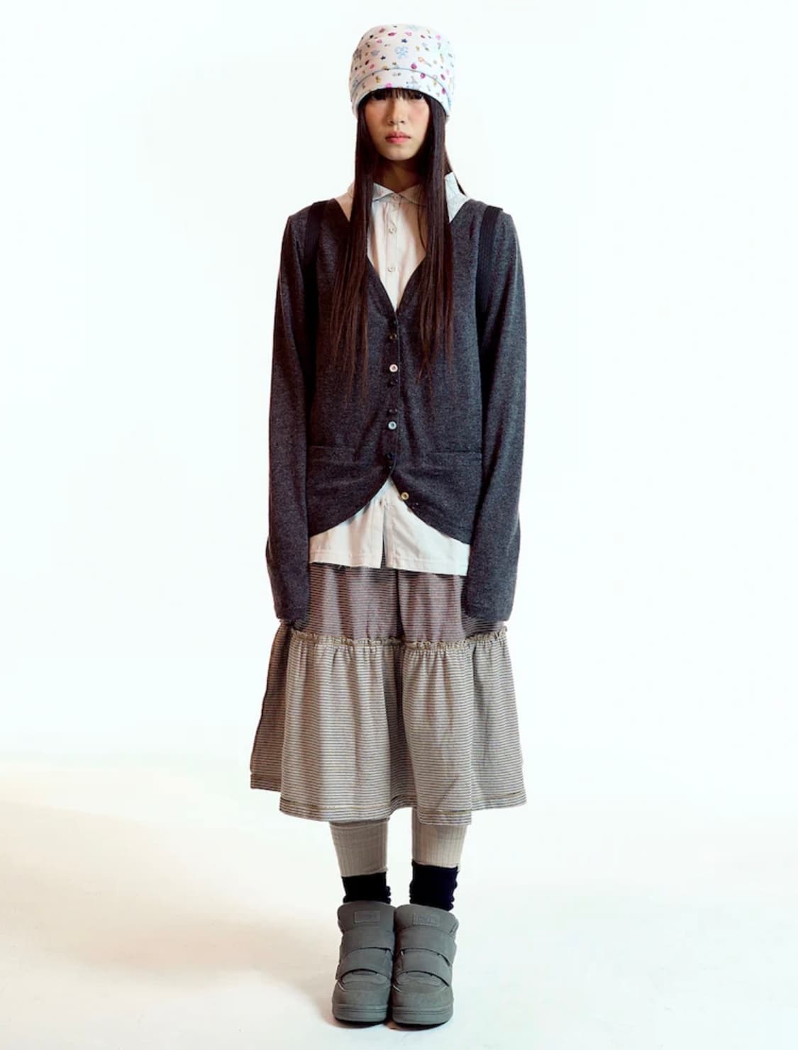 코이세이오 레이어드 셔츠 가디건 그레이 상품이미지2