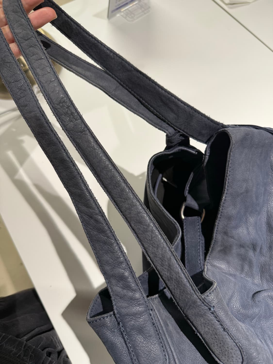Italy real leather ash blue shoulder bag 상품이미지5