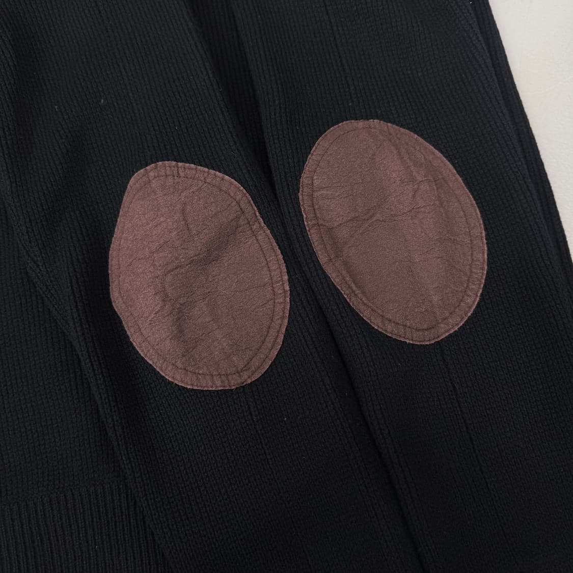 폴로 포니 엘보우패치 램스울 니트집업 블랙 상품이미지4