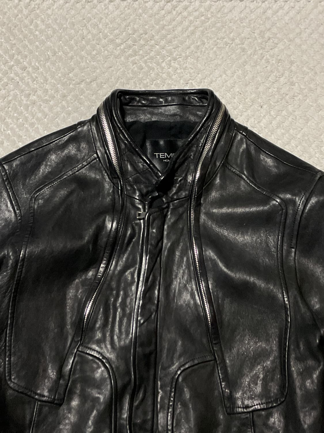 TEMPO HOMME 웨스턴 무드 램스킨 양가죽 지퍼라인 절개 레더 상품이미지4