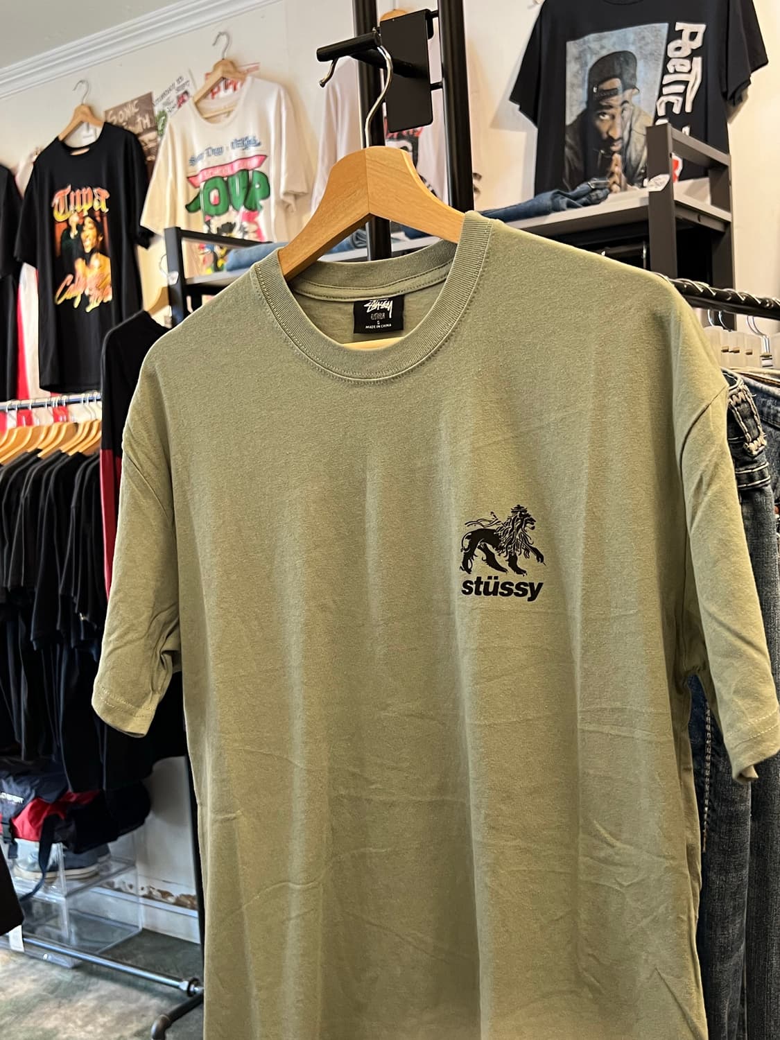 [S,실측XL]스투시 Rasta Lion Logo 반팔티 데드스탁 상품이미지1