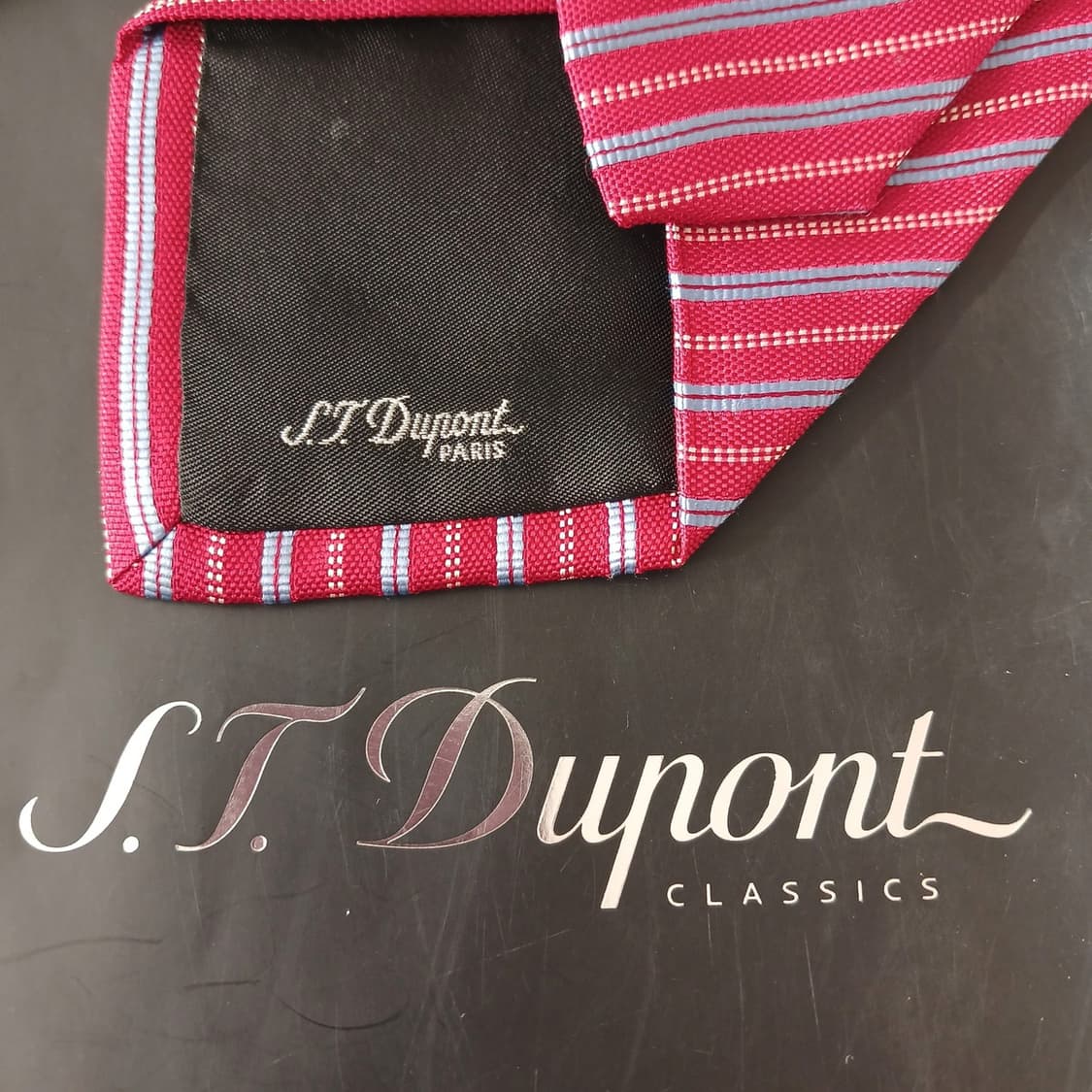 에스 티 듀퐁 실크 레드 스트라이프 넥타이 8.9cm A등급 A19529 상품이미지6