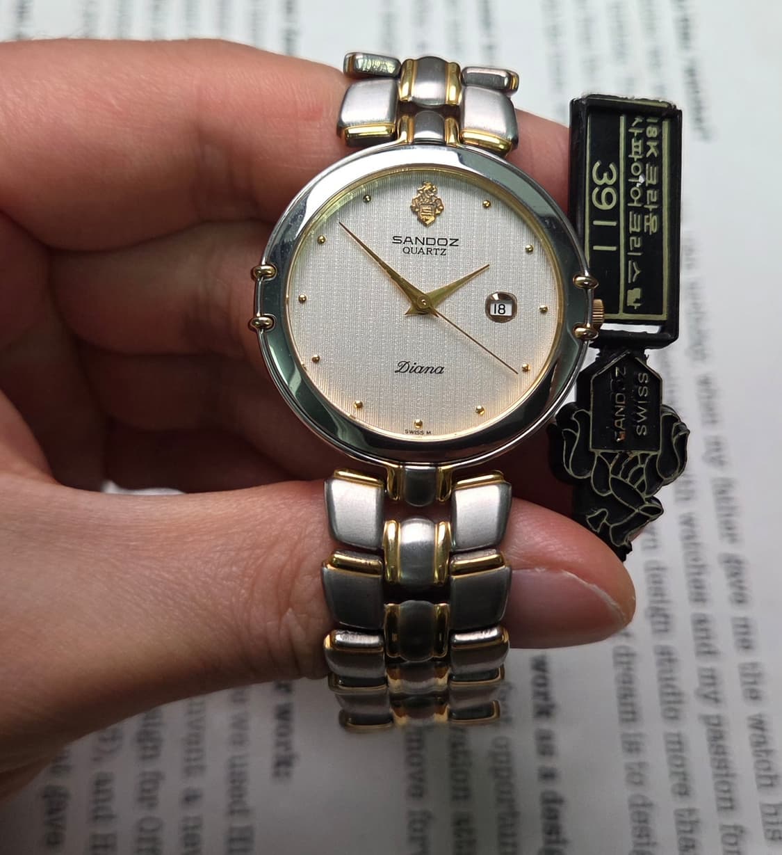 데드스탁] 빈티지 산도즈 다이아나 입체다이얼 칼침핸즈 쿼츠 남성용
 상품이미지3