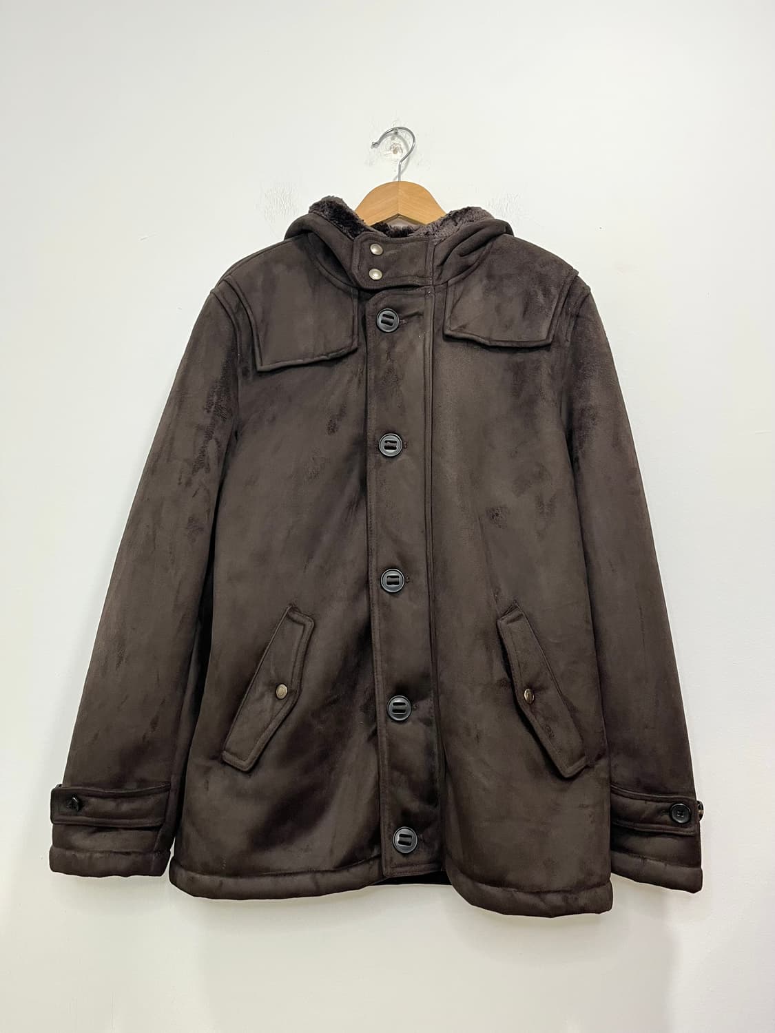 일본 빈티지 모리걸 브라운 무스탕 후드 코트 상품이미지1