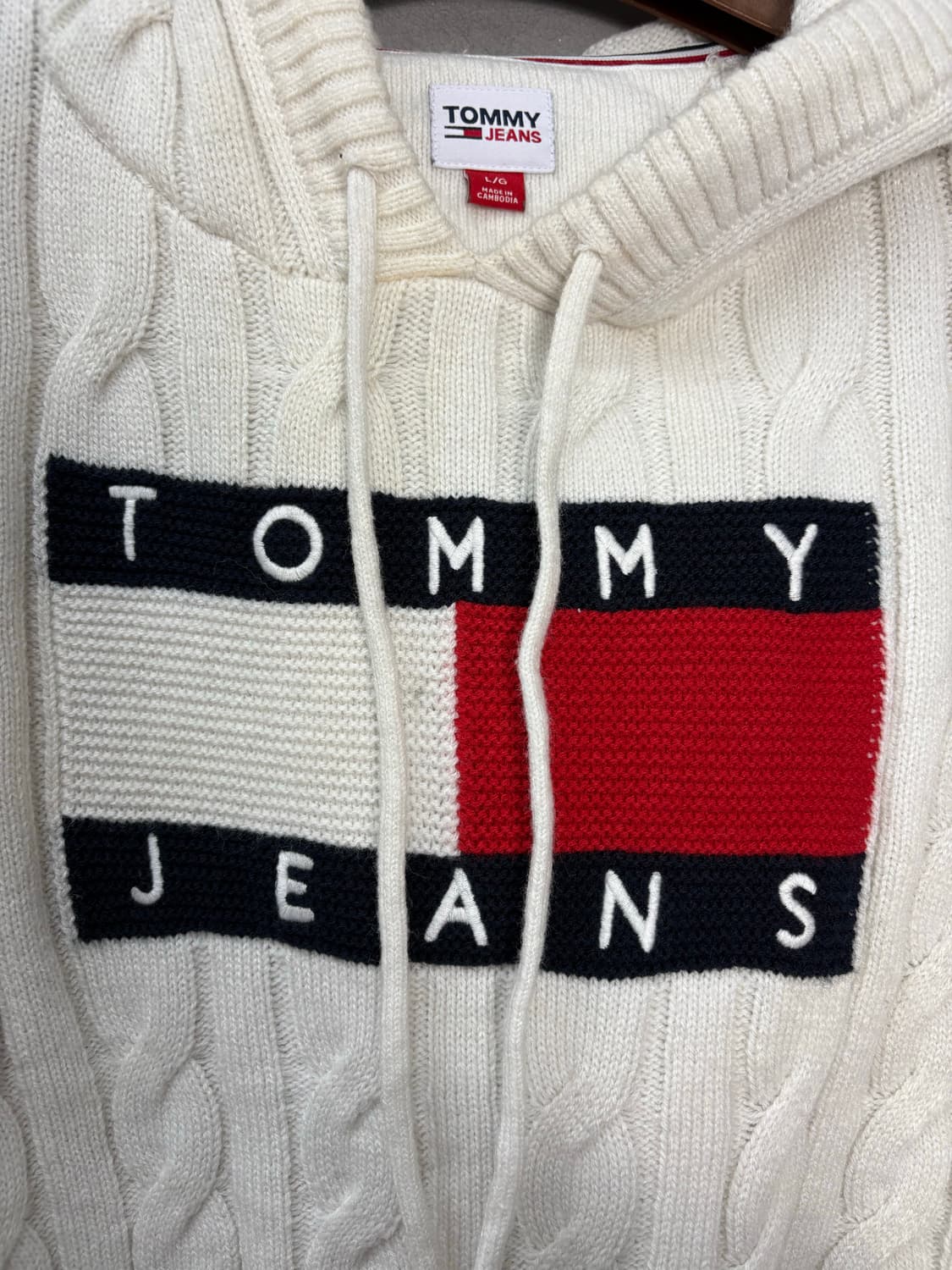 타미힐피거 빅 플래그 로고 케이블 후드 크롭 스웨터 A3431 상품이미지3