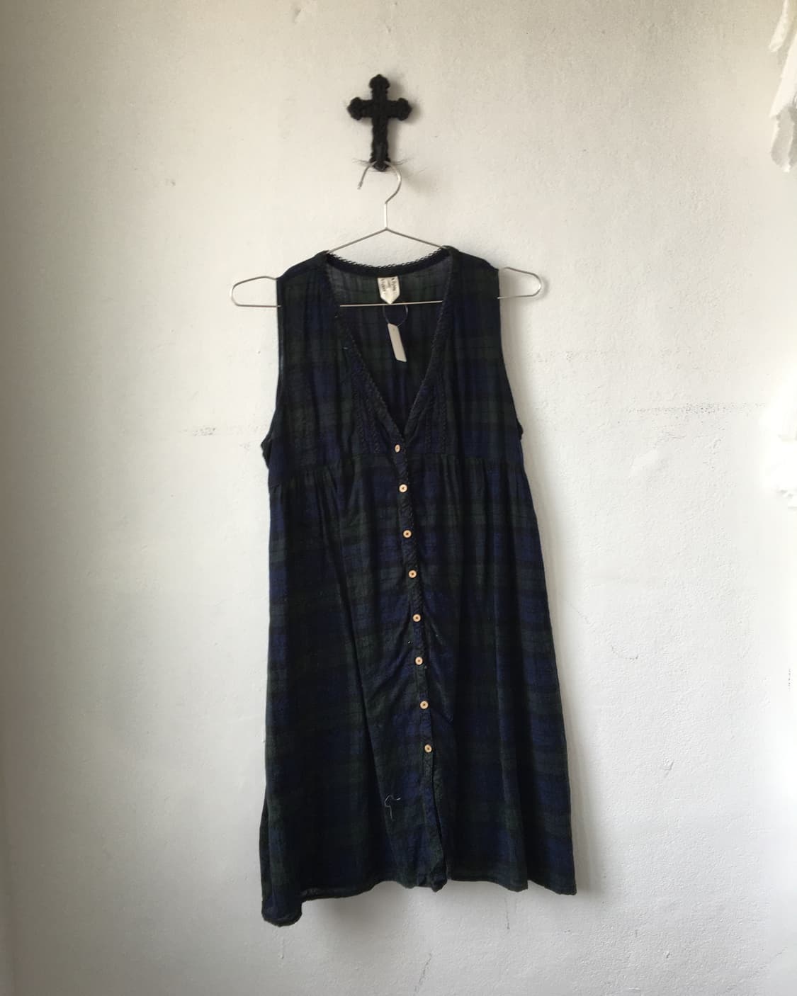 Button up point check pattern sleeveless 상품이미지2