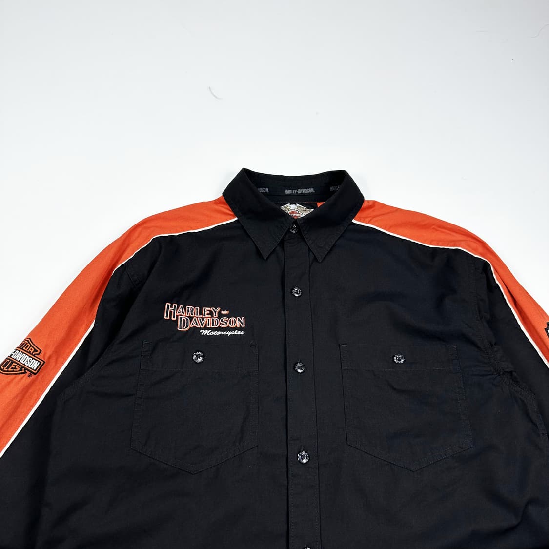 할리데이비슨 아카이브 빅로고 셔츠 블랙 오렌지 S 상품이미지2