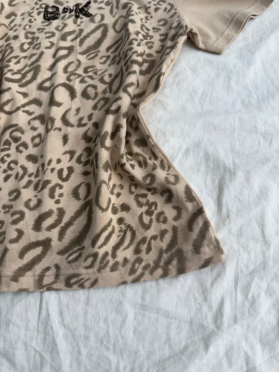 Y2k 갸루 호피 반팔탑 상품이미지3