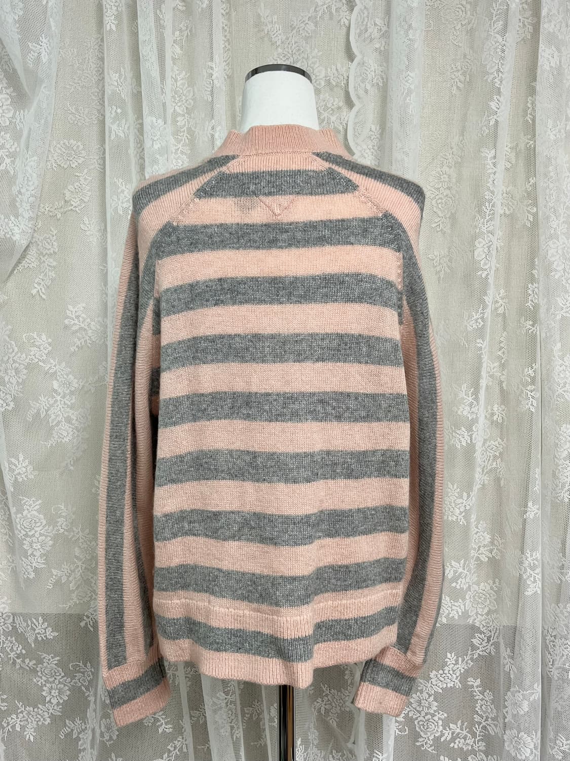 XS) 타미진스 스트라이프 니트 핑크 그레이 상품이미지2