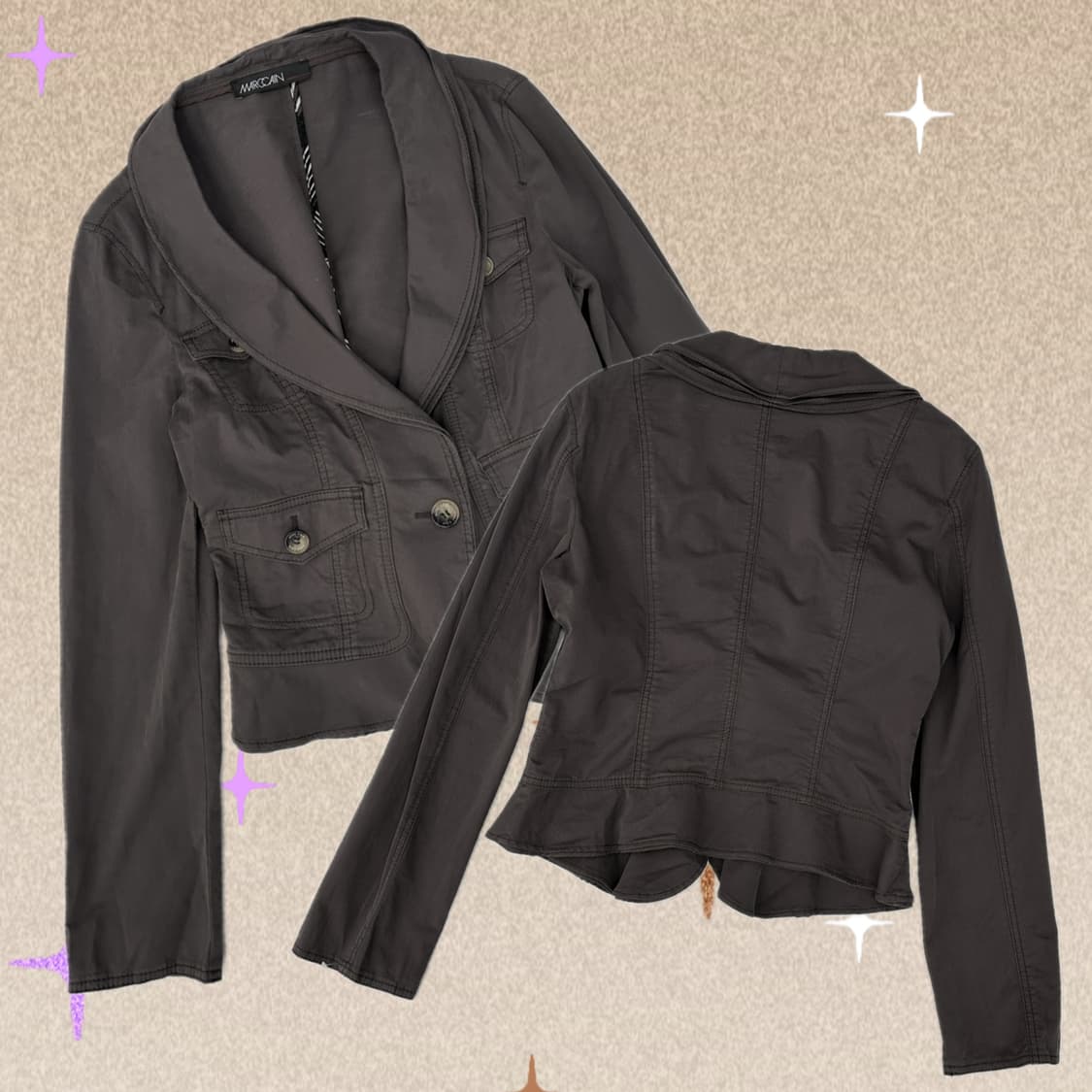 MARCCAIN 프릴 블레이저 자켓 브라운 차콜  일본 빈티지 정장 상품이미지1