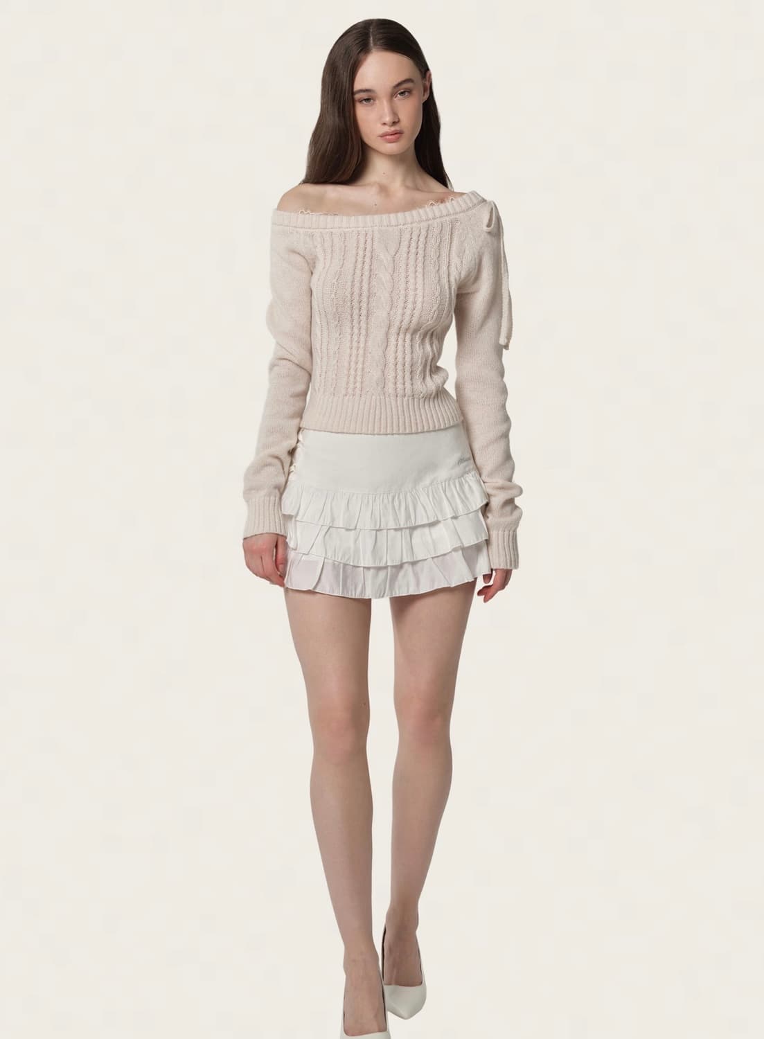 클리시어 로지 케이크 케이블 니트 상품이미지1