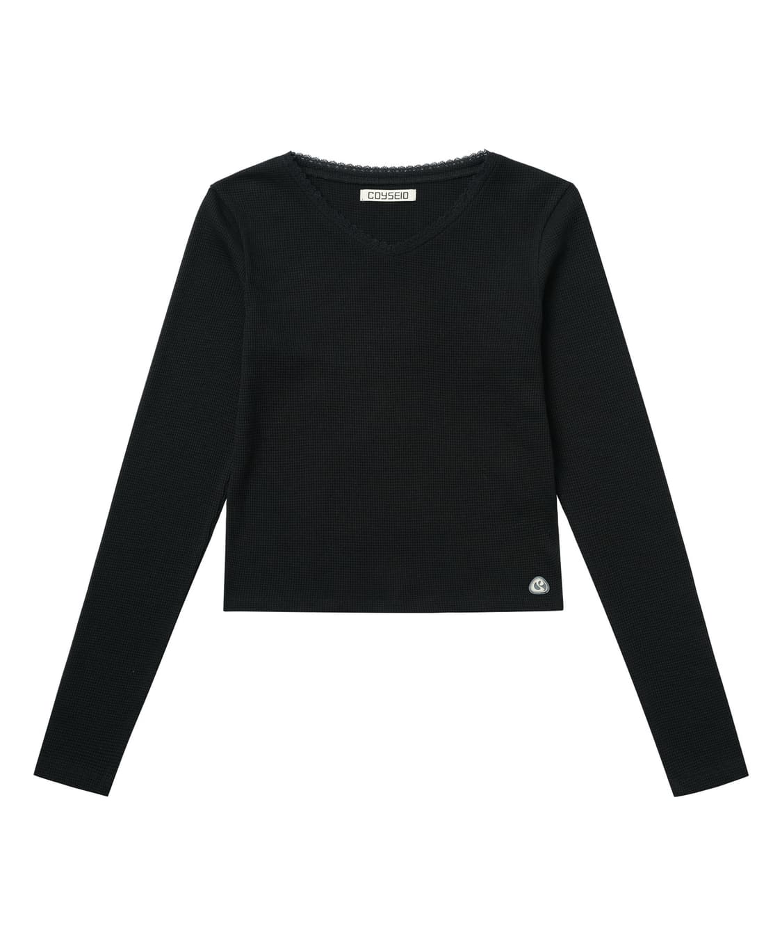 COYSEIO LACE WAFFLE LONGSLEEVES BLACK 상품이미지1