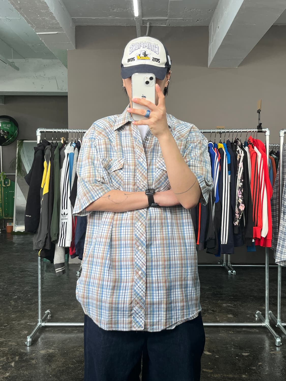 랭글러 웨스턴 체크 반팔 셔츠 상품이미지2