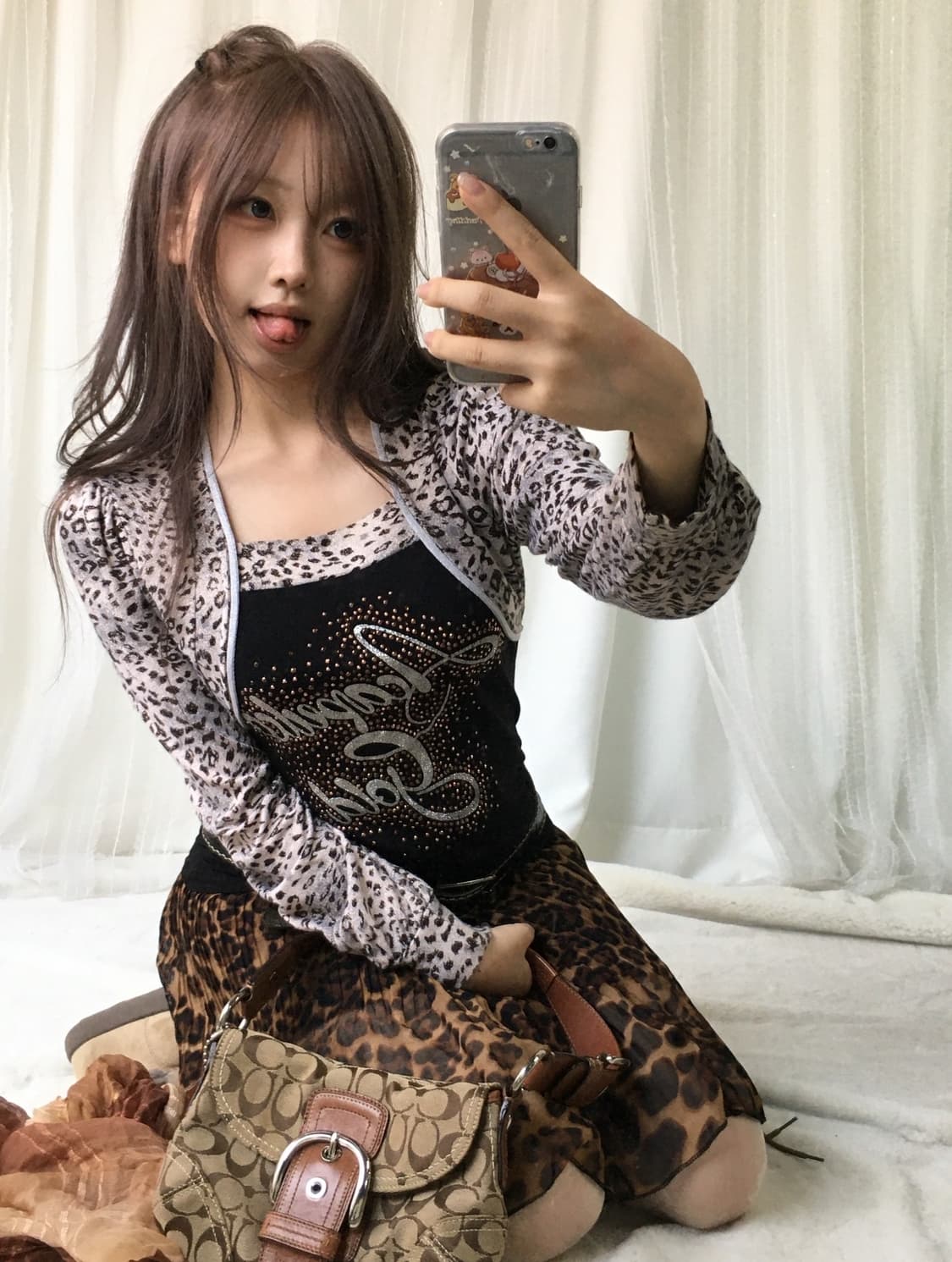빈티지 레오파드 세미갸루 라떼갸루 오네갸루 코디세트 상품이미지3