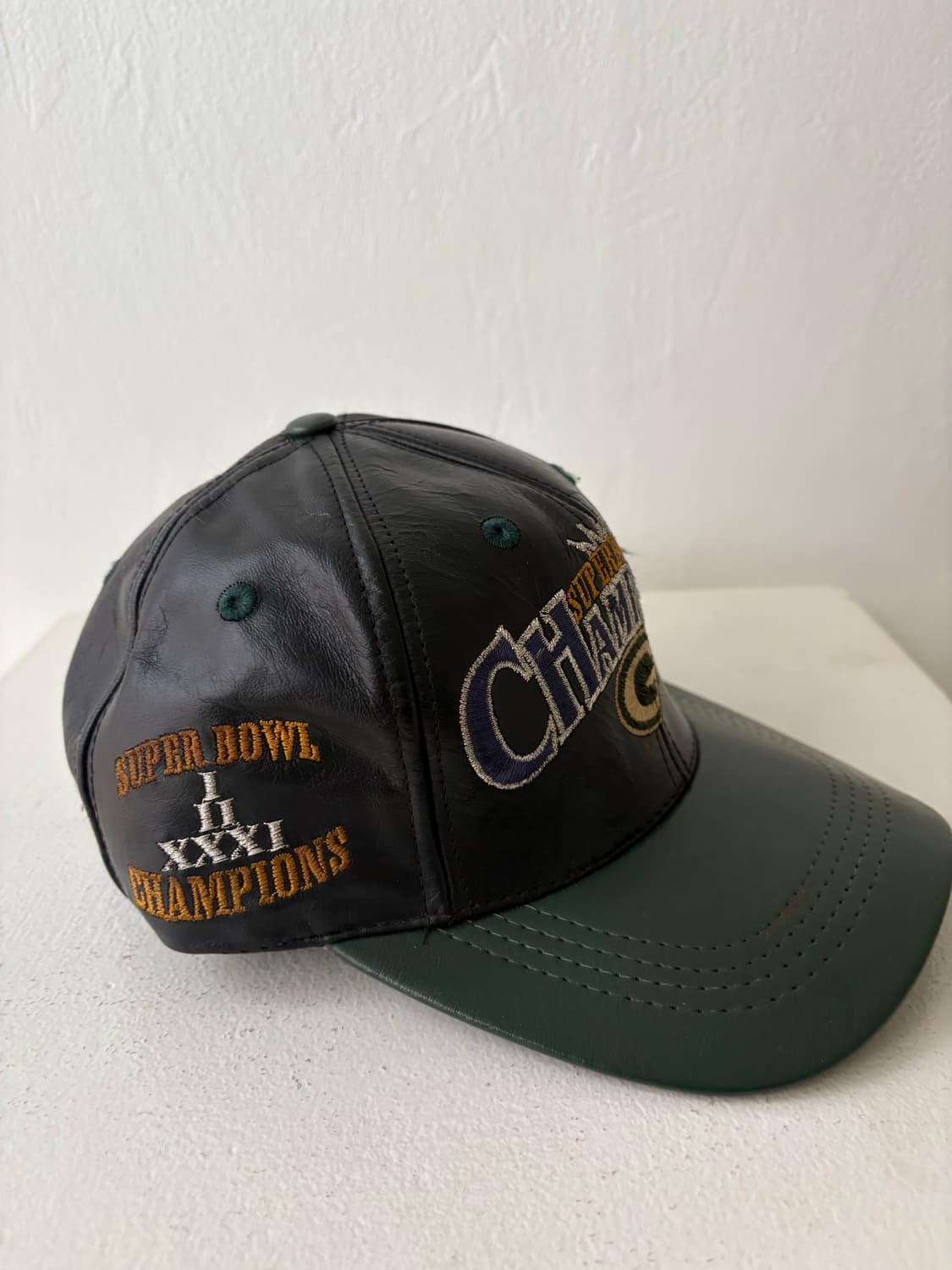 90's NFL Green Bay Pakers Leather cap 상품이미지4