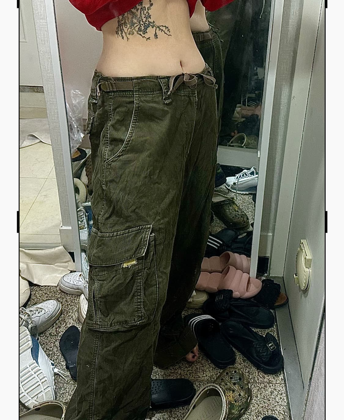코듀로이 카키 카고팬츠 상품이미지1