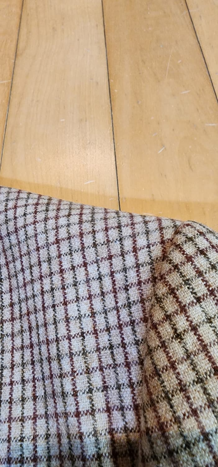 베이지 체크 모직 자켓 L 상품이미지7