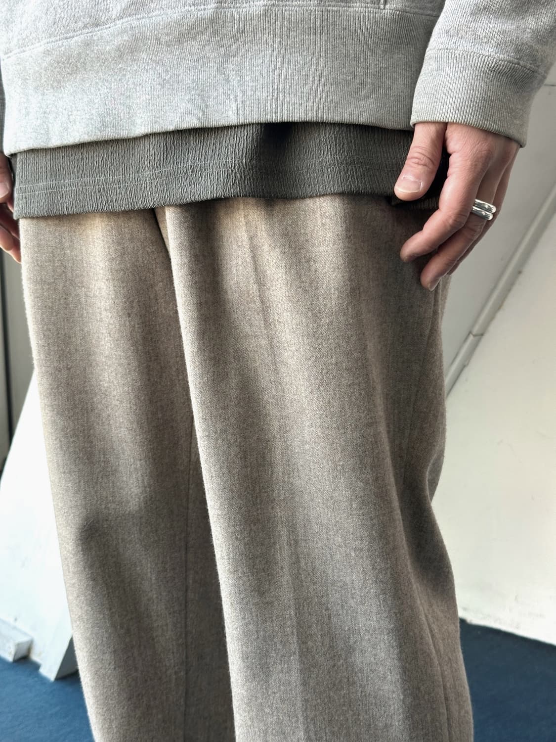 Tweed design 2 tuck wide straight slacks 상품이미지2